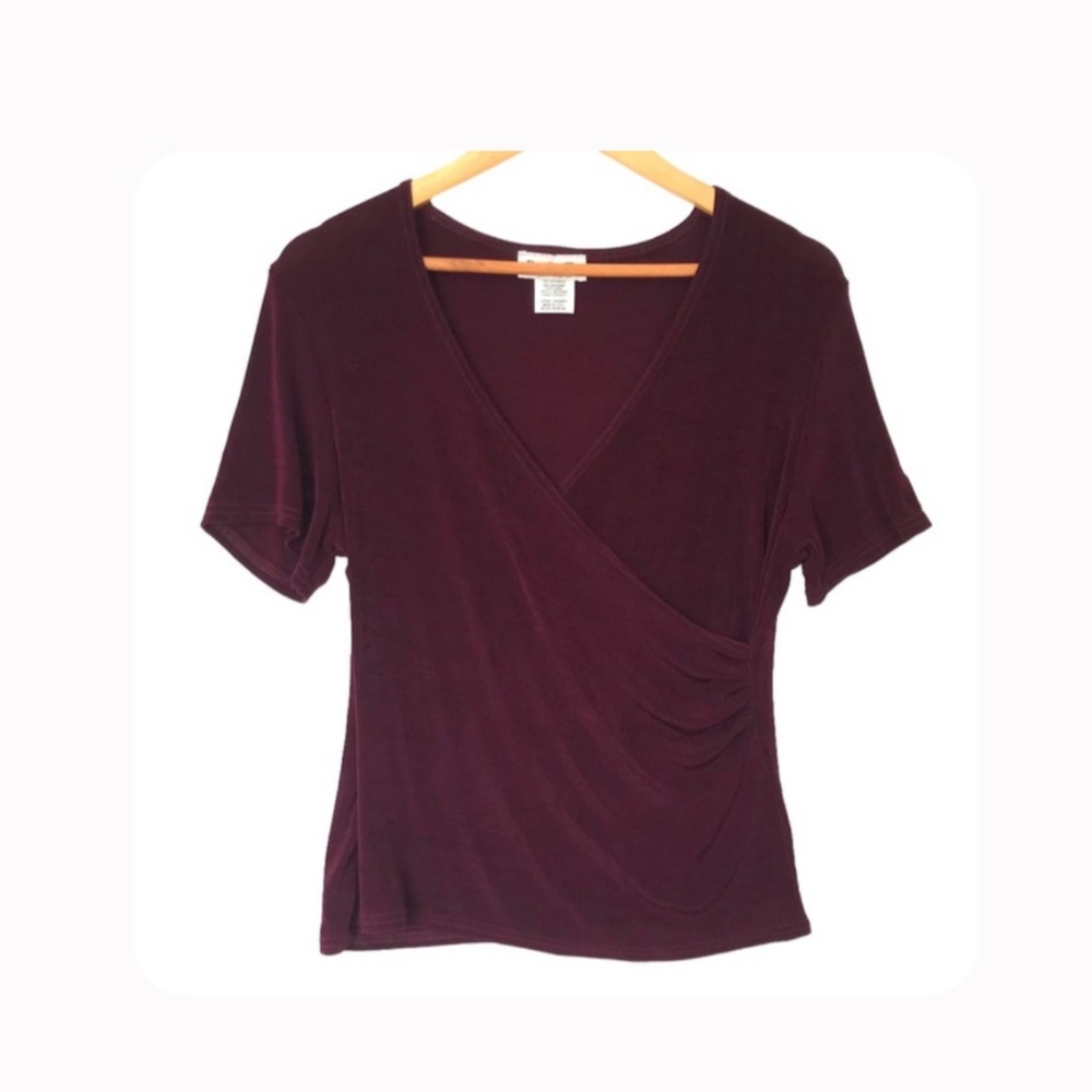 Vintage P.S.E. V Neck Cross Wrap Pullover Top Blouse